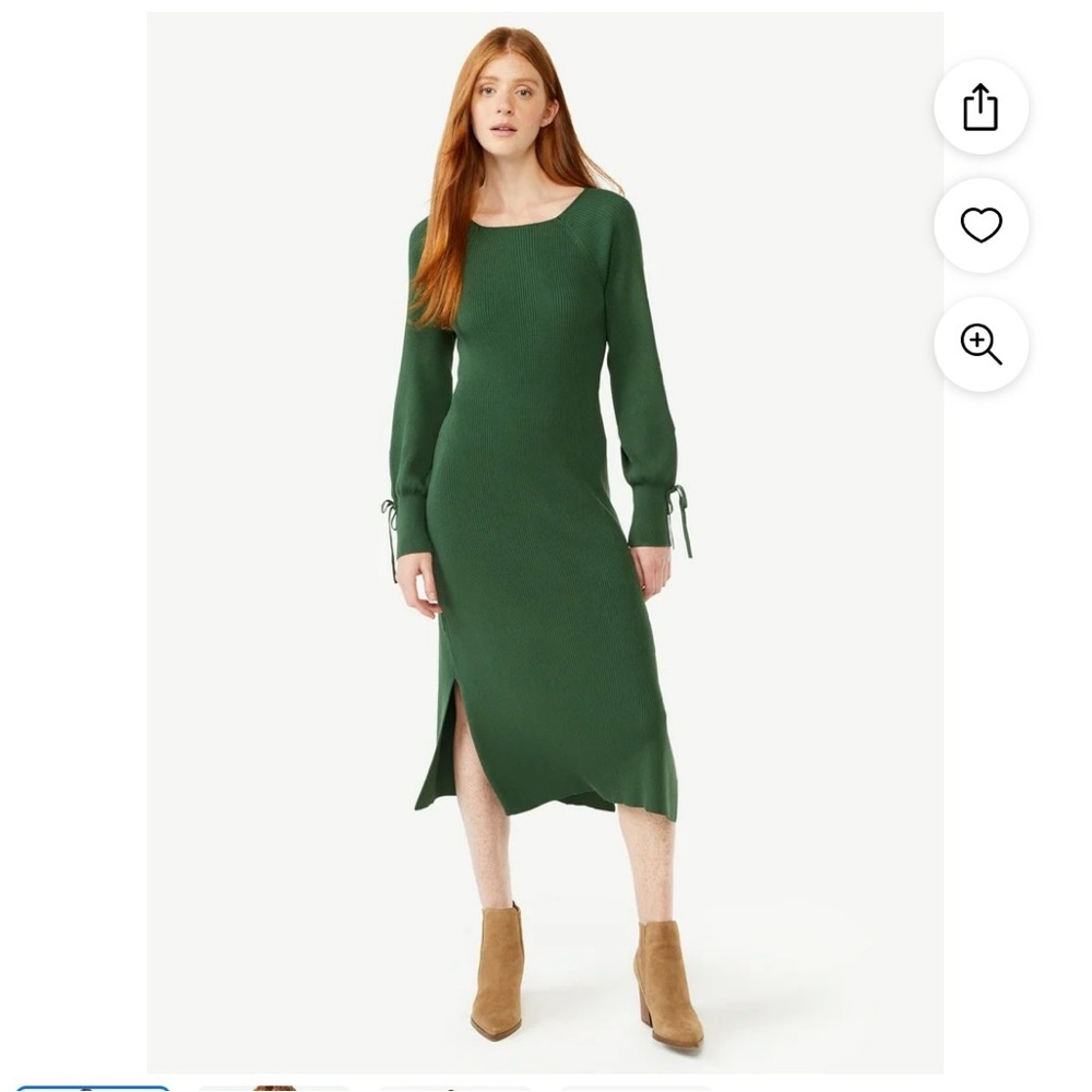 Free Assembly - Dark green, tie back sweater dress.